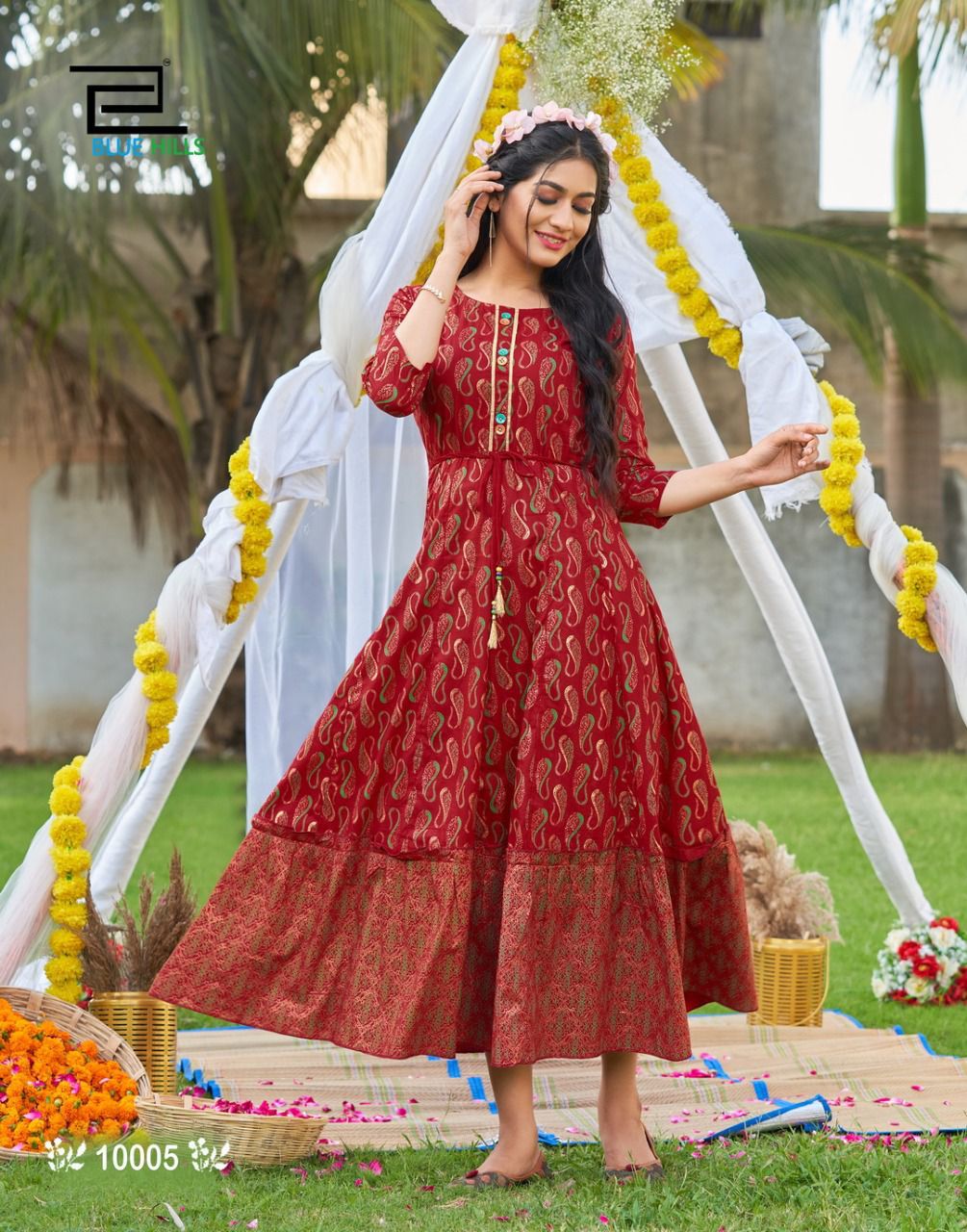 Blue Hills Up To Date 10 New Ethnic Wear Designer Cotton Long Kurti Collection